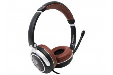 Prestigio PHS2 (20-20kHz, 93dB/ 30-16kHz, 58dB, 40mW, 32ohm, 40mm speakers, 2.2m) w/microphone, Black/Brown - фото 1 - id-p3555160