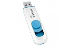 8Gb USB2.0 Flash Drive ADATA, Classic C008, white/blue (Read-18MB/s, Write-5MB/s), Retractable USB - фото 1 - id-p3555207