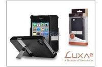 LUXA2 PH4 LHA0015 MetallicStand Case for iPhone4, PU Leather, Metallic Stand, Black