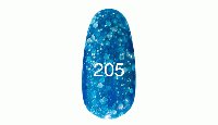 Гель лак № 205 (синий с блестками разных размеров) 7 мл.