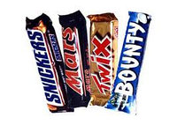 Mars, Snickers, Twix, Bounty