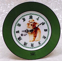 Фарфоровые Часы "Кошка в Шляпке" Зелёная Лента