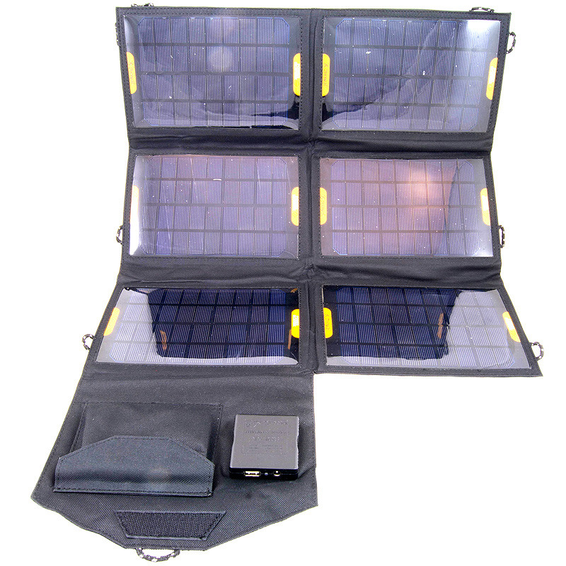 Солнечное зарядное устройство Atmosfera PETC-S21T, 21Вт, черное - фото 1 - id-p3898488