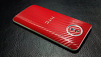 Декоративная защитная пленка для HTC Desire 609D "карбон красный"