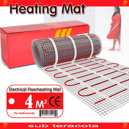 Электрический теплый пол 4 м2 нагревательный мат (кабель) на сетке