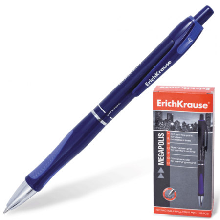 Ручка шариковая ErichKrause Megapolis Concept, синяя - фото 1 - id-p529583