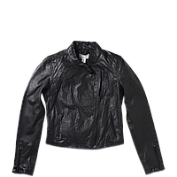 Womens Leather 3/4 Sleeve Moto Jacket
