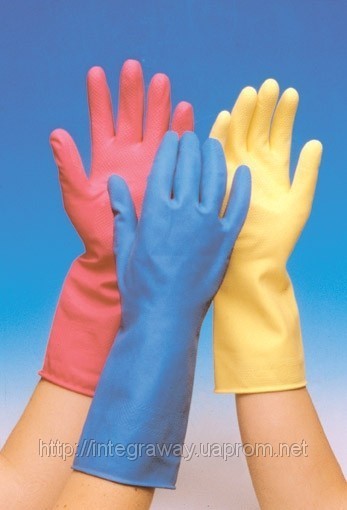 Перчатки резиновые хозяйственные, для уборки, для рыбалки оптом из Китая - ПВХ - фото 1 - id-p576546
