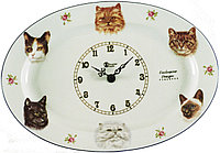 Фарфоровые часы "Кошки" овальные 32 см
