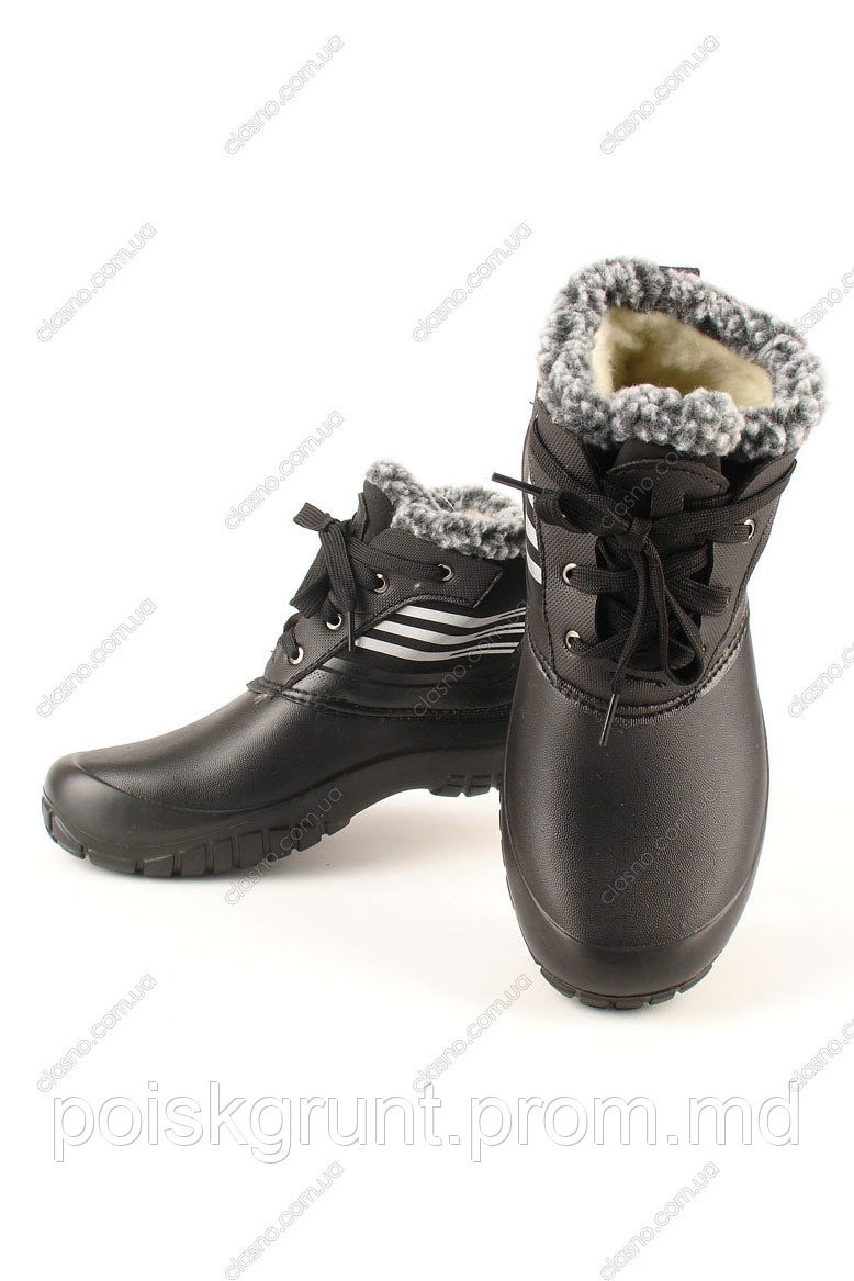 Резиновые ботинки на меху на шнуровке - фото 1 - id-p4175085