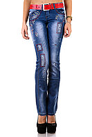 Джинсы женские голубые Lu Lu Jeans EA0197 (6 ед. 25-30) аппликация11.5$