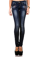 Джинсы женские темно-синие Lu Lu Jeans L0070 (5 ед. 25-29) аппликация ручной работы 11$