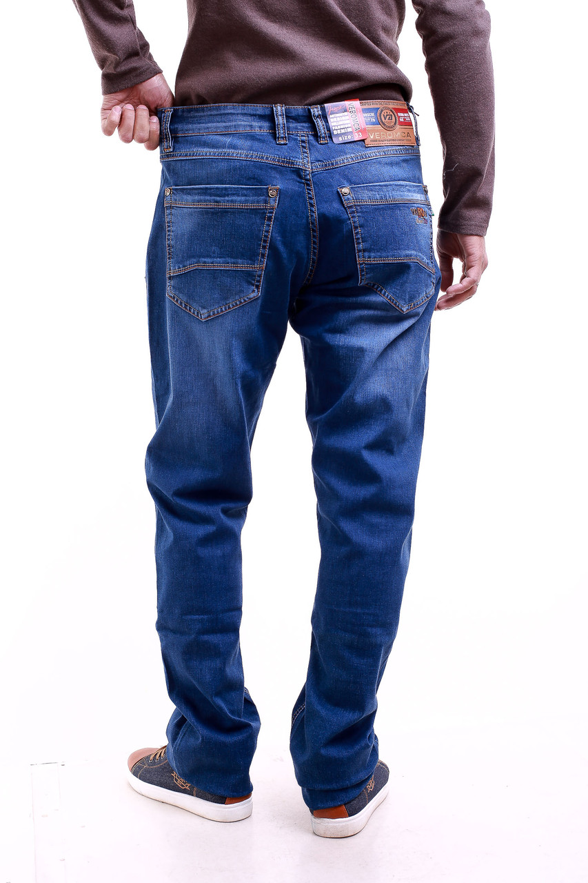Джинсы мужские синие Veromca 9054 (8ед. 32-42 полубатал) с косым карманом 14$ - фото 1 - id-p4251111