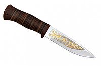 Нож Fox-1 (рукоять - кожа, позолота)