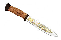 Нож Fox-3 (рукоять - наборная береста, текстолит, позолота)