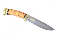 Нож Артыбаш (рукоять - береста, латунь, клинок- индивидуальная гравировка с золочением)