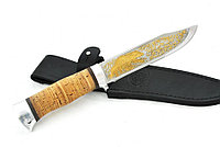 Нож Баджер-2 (рукоять - наборная береста, алюминий, позолота)