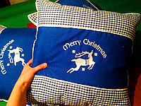 Новогодние наволочки на интерьерные подушки синий, интерьерные подушки