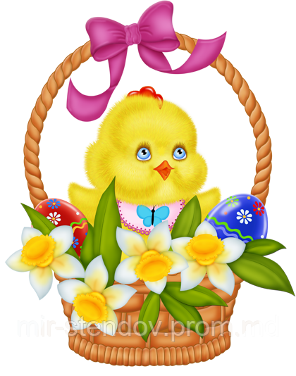 Декоративные стенды к Пасхе Цыплёнок в корзине, фото 1