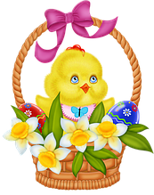 Декоративные стенды к Пасхе Цыплёнок в корзине