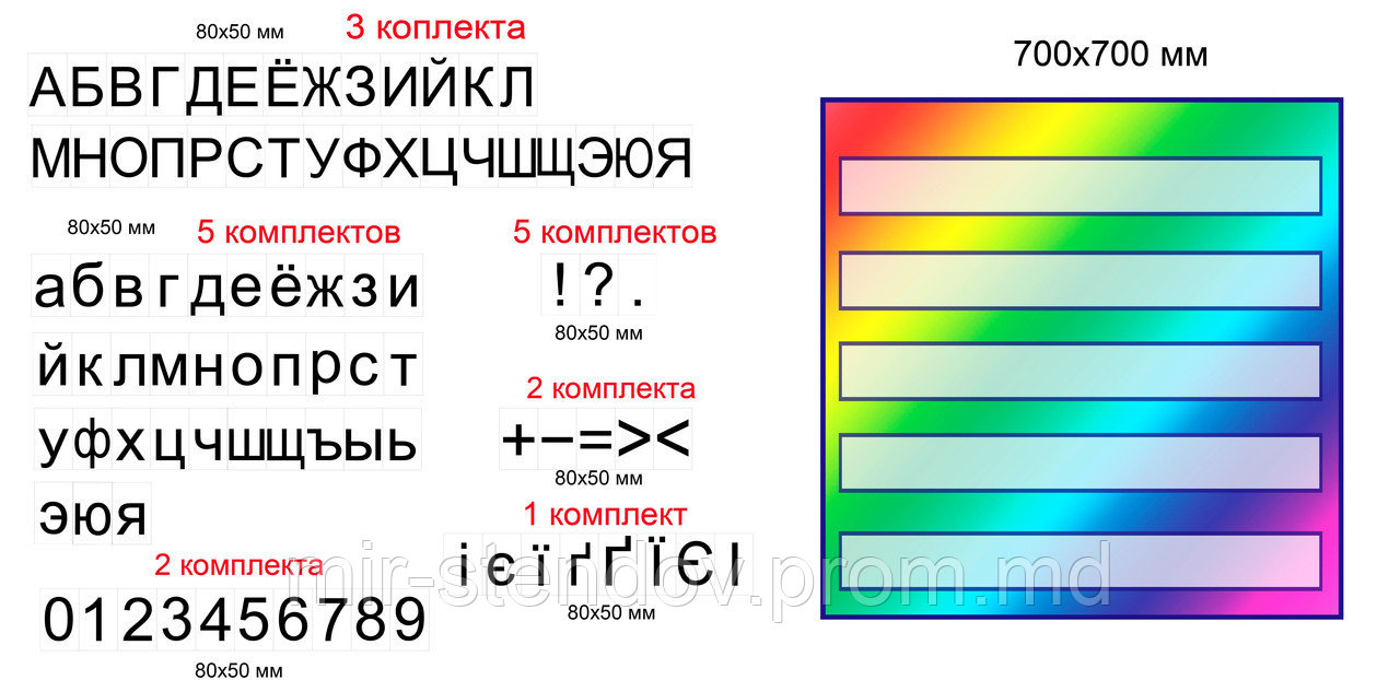 Наборное полотно с буквами и цифрами, фото 1