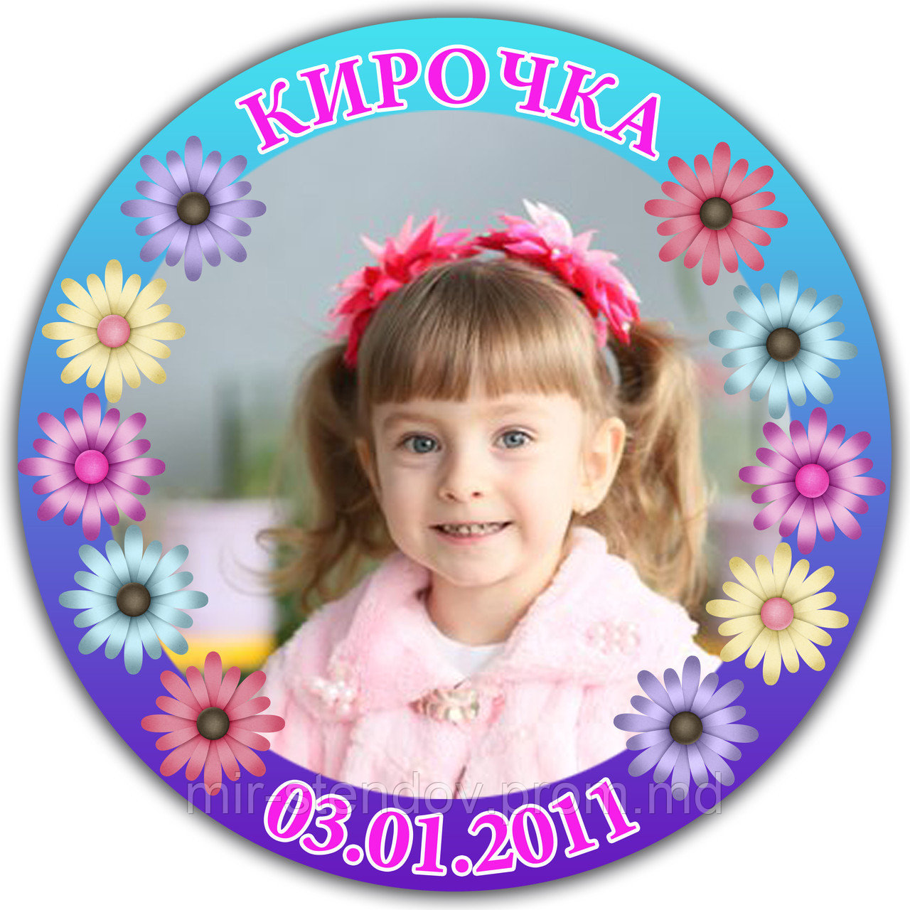 Значок с изображением Вашего ребёнка, Фотозначок Цветочки - фото 1 - id-p4428332