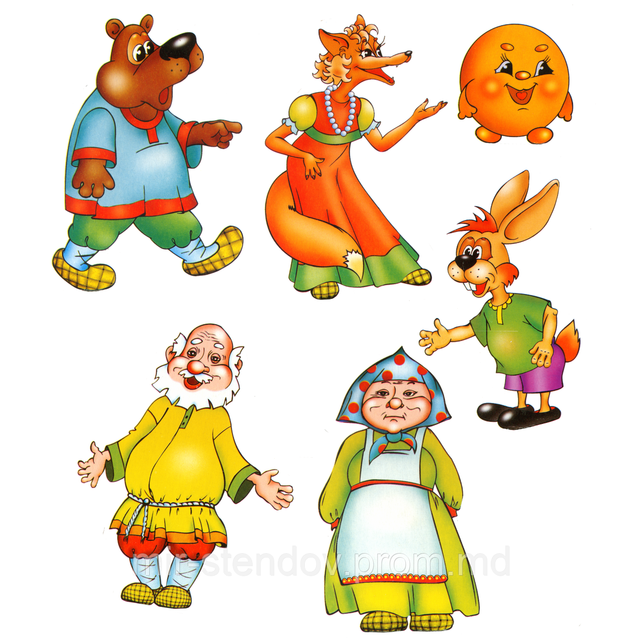 Магнитный стенд для крепления рисунка магнитом Герои сказки "колобок", фото 1