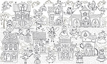 Фото обои - раскраски. 60х100 см Волшебный город