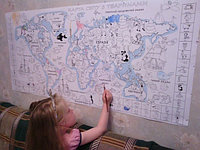 Фото обои - раскраски. Карта мира с наклейками и загадками