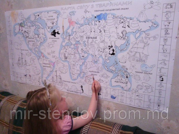 Фото обои - раскраски. Карта мира с наклейками и загадками - фото 1 - id-p4428942