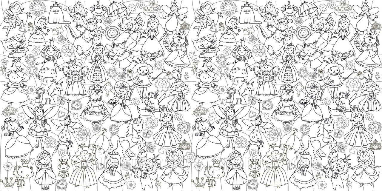 Фото обои - раскраски. 60х120 см Принцессы, фото 1