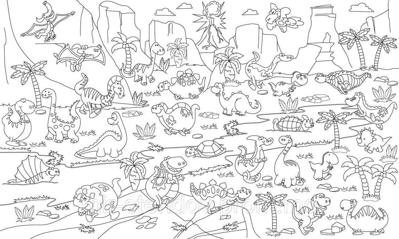 Огромные раскраски. 60х100 см Динозавры, фото 1