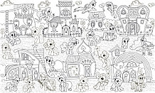 Фото обои - раскраски. 60х100 см Домики пони