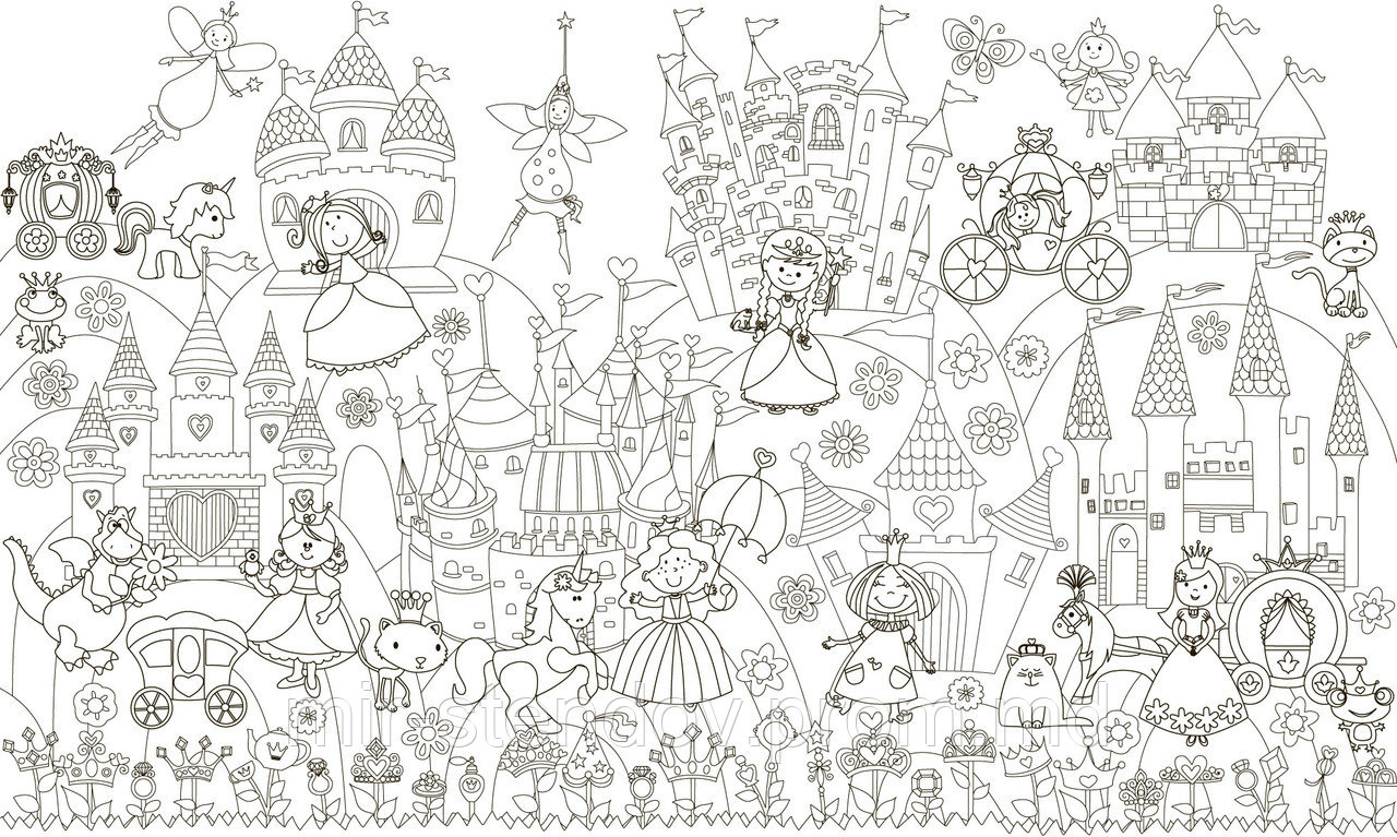 Фото обои - раскраски. 60х100 см Принцессы, фото 1