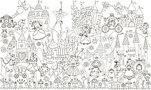 Фото обои - раскраски. 60х100 см Принцессы