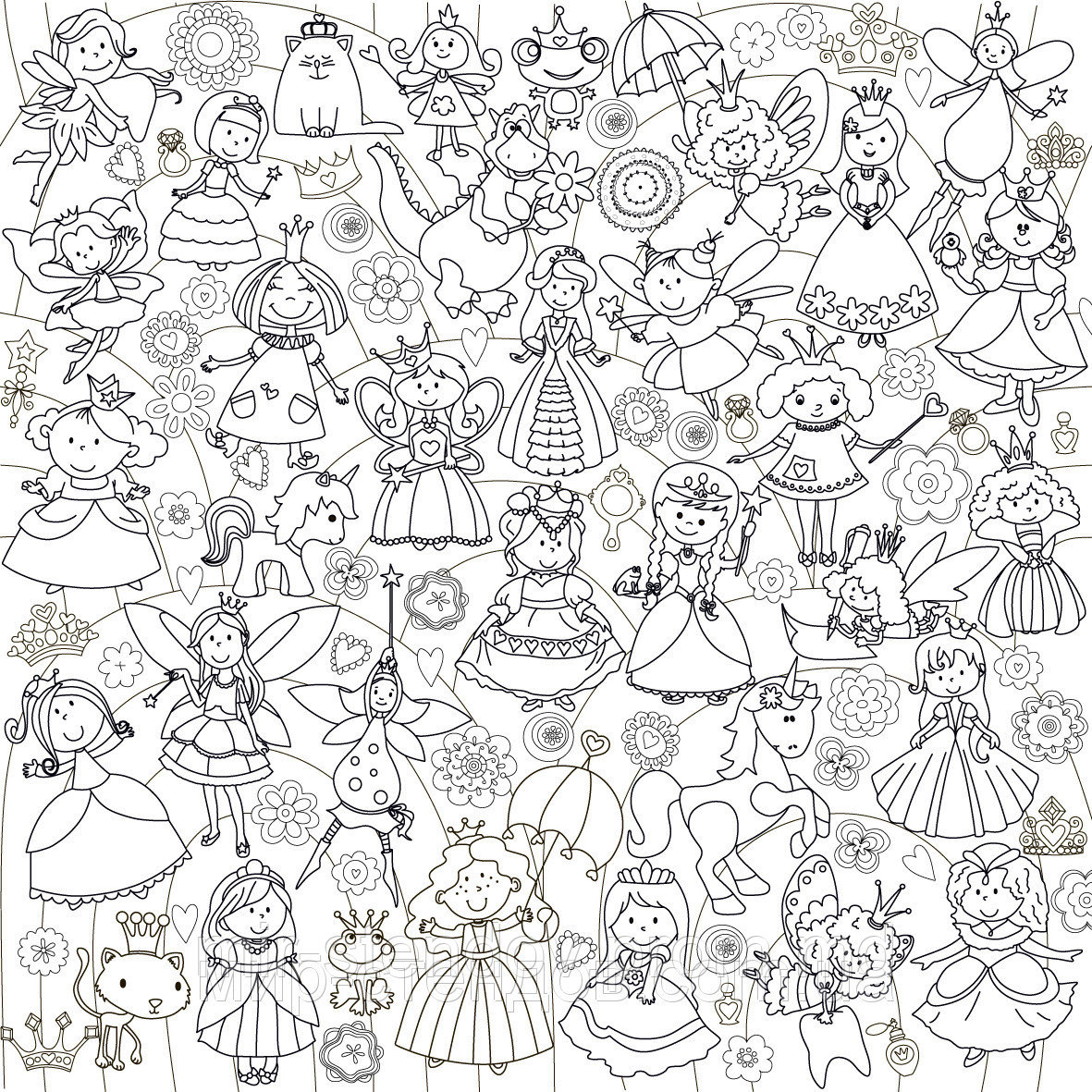 Фото обои - раскраски. 60х60 см Принцессы, фото 1