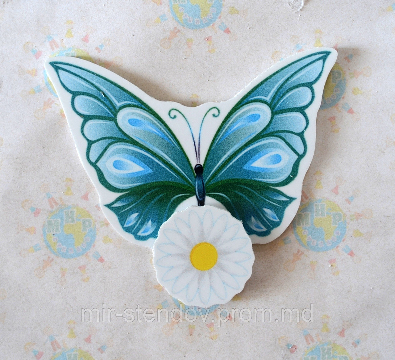 Магнитный стенд для крепления рисунка Бабочка (Бирюзовая), фото 1