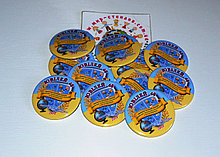 Значки Юбилейные фон желто-голубой