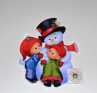 Наклейка Снеговик и дети