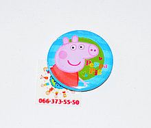 Значок металлический Пеппа Пиг голубой