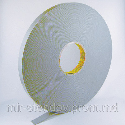 Двухсторонний скотч на вспененной основе 6 мм для крепления карманов к стендам, фото 1