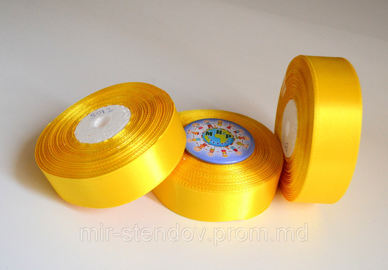 Лента атласная 25 мм Жёлтая, фото 1
