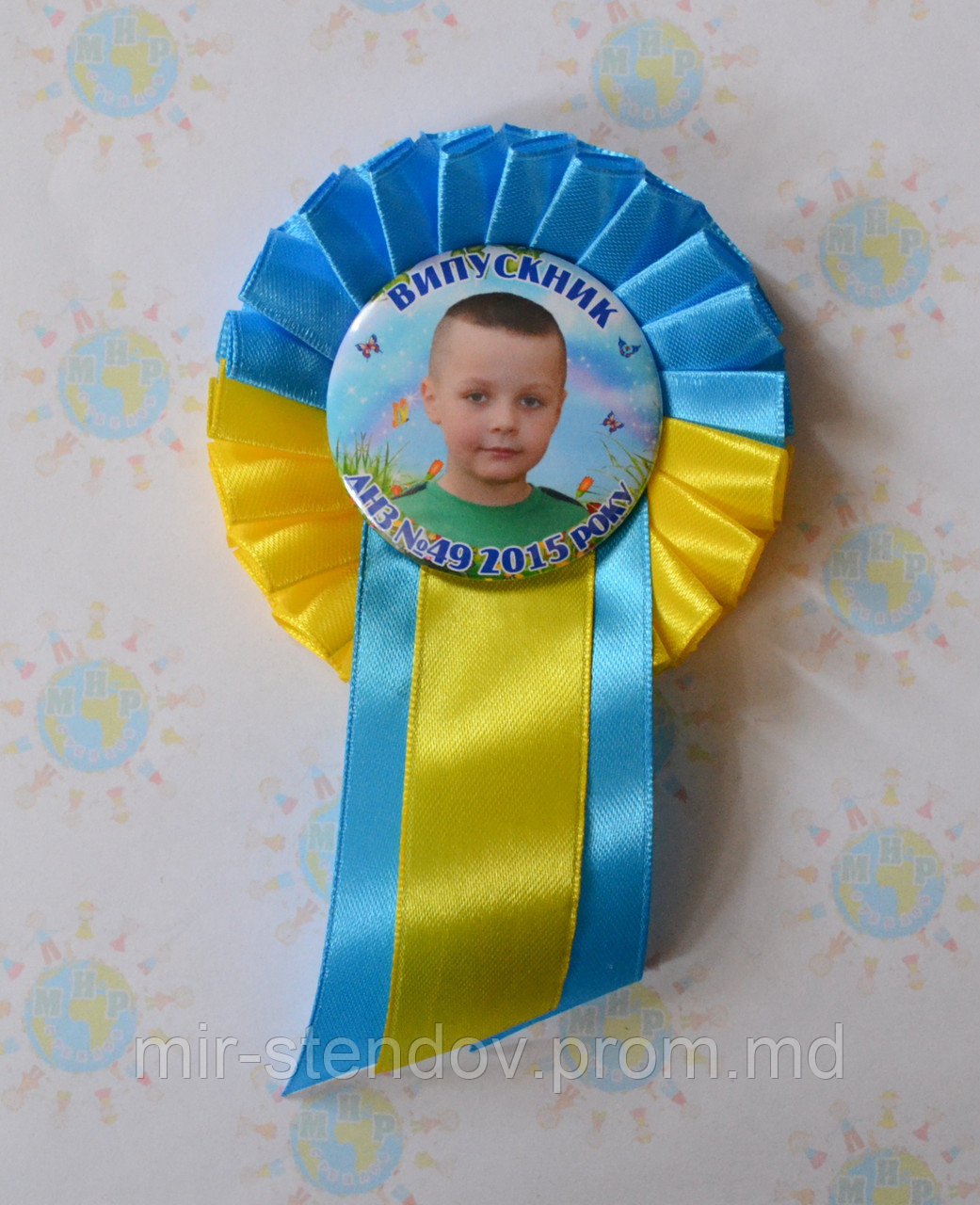 Значок Выпускник с фотографией и розеткой., фото 1