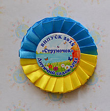 Лента Выпускник детского сада Струмочок. Значок с розеткой Символика