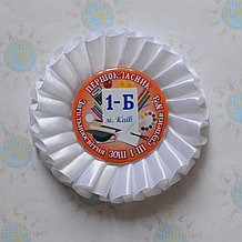 Значок на 1 сентября. Первоклассник с розеткой Белый