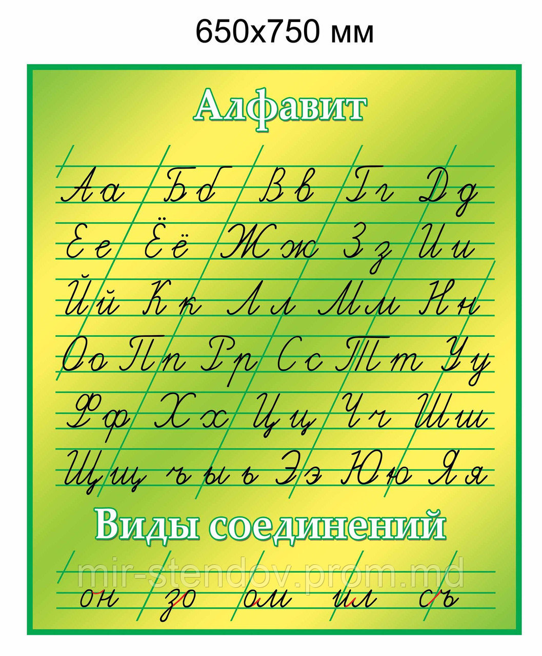 Алфавит и виды соединений, пластиковый стенд, фото 1