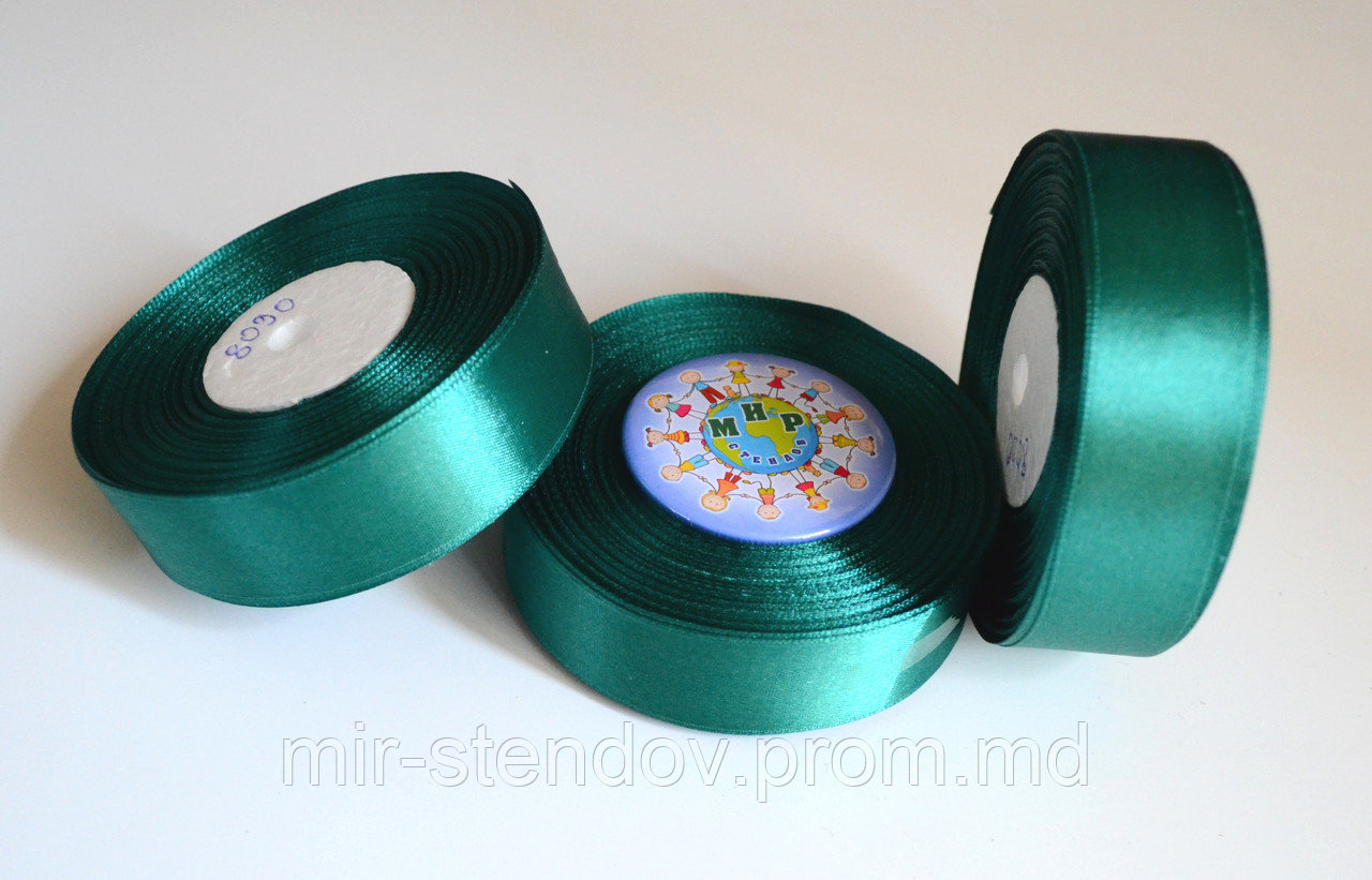 Лента атласная 25 мм Тёмно зелёная, фото 1