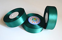 Лента атласная 25 мм Тёмно зелёная