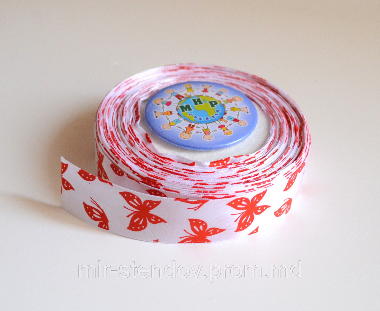 Лента атласная 25 мм Бабочка Белая, фото 1