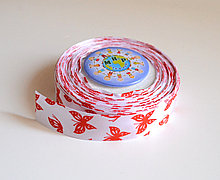 Лента атласная 25 мм Бабочка Белая